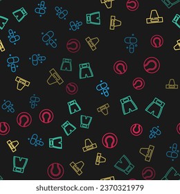 Set line Vitamin pill, Boxing short, Groin guard and Tennis ball on seamless pattern. Vector