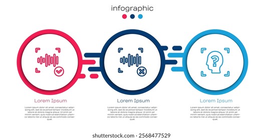 Set line Voice recognition, Rejection voice and Face. Business infographic template. Vector
