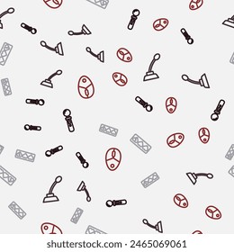 Set line VR controller game, Microphone, Game life bar and Computer mouse on seamless pattern. Vector