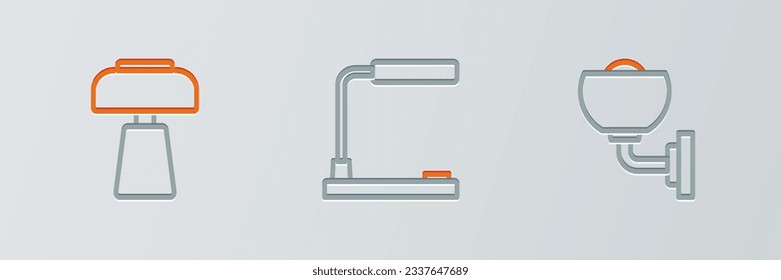 Stellen Sie die Wandleuchte oder den Kontrast, den Tisch und das Symbol ein. Vektorgrafik