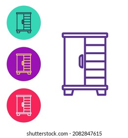 Set line Wardrobe icon isolated on white background. Cupboard sign. Set icons colorful. Vector
