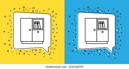 Establece el icono de la línea Wardrobe aislado en fondo amarillo y azul.  Vector