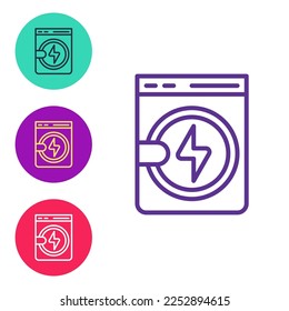 Set line Washer icon isolated on white background. Washing machine icon. Clothes washer - laundry machine. Home appliance symbol. Set icons colorful. Vector