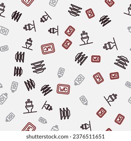 Set line Washing dishes, Toilet bowl, Antibacterial soap and  on seamless pattern. Vector
