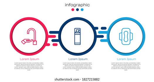 Ponga las manos de lavado en línea con jabón, espuma de gel y servilleta Sanitaria. Plantilla de infografía de negocios. Vector