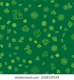 Set line Wastewater, Radioactive and Atom on seamless pattern. Vector