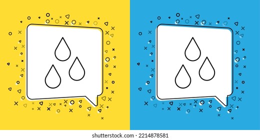 Set line Water drop icon isolated on yellow and blue background.  Vector