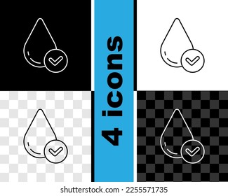 Fijar línea Icono de caída de agua aislado en fondo transparente y negro y blanco.  Vector