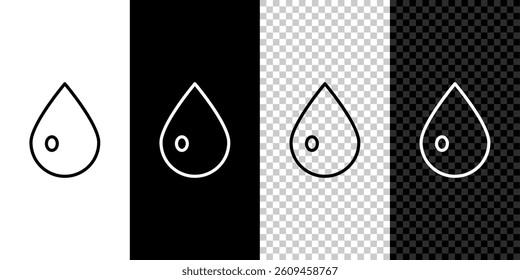 Set line Water drop icon isolated on black and white background. Vector Illustration