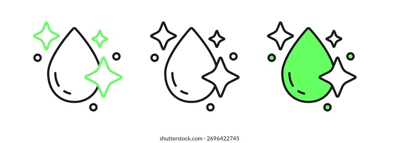 Establecer línea icono de gota de agua aislado sobre fondo blanco.  Vector