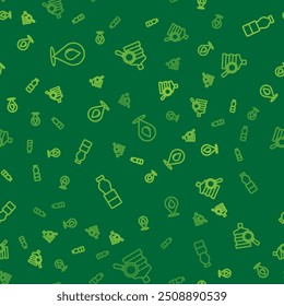 Set line Water drop with location, Bottle of water and Big bottle clean on seamless pattern. Vector