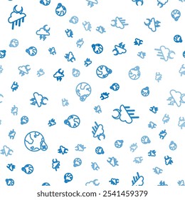 Set line Water drop percentage, Cloud with rain and moon and Storm on seamless pattern. Vector