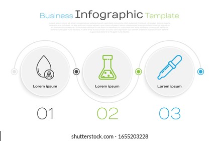 Set line Water drop, Test tube and flask chemical and Pipette. Business infographic template. Vector