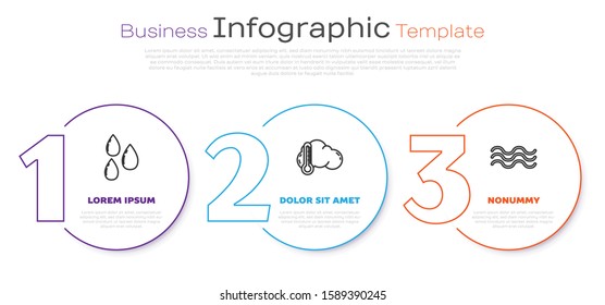 Set line Water drop, Thermometer and cloud and Waves. Business infographic template. Vector