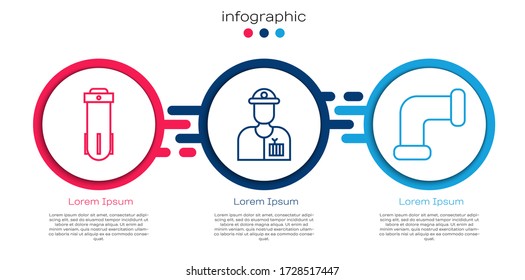 Fijar línea Filtro de agua, fontanero y tubería metálica de la industria. Plantilla de infografía de negocios. Vector