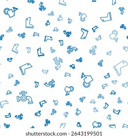 Set line Water tap, Watering can and Rubber gloves on seamless pattern. Vector