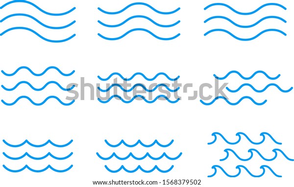 set of line water waves\
icon, sign