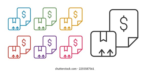 Set line Waybill icon isolated on white background. Set icons colorful. Vector