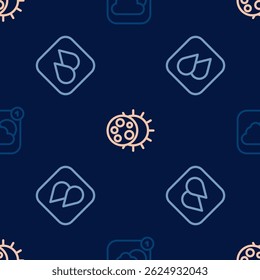 Definir linha aplicativo de previsão do tempo, gota de água e Eclipse do sol em padrão sem costura. Vetor