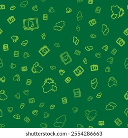 Set line Weather forecast, Cloud with rain and sun and  on seamless pattern. Vector