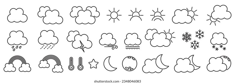 Set of line weather icons vector illustration