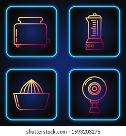 Set line Web camera , Citrus fruit juicer , Toaster with toasts  and Blender . Gradient color icons. Vector