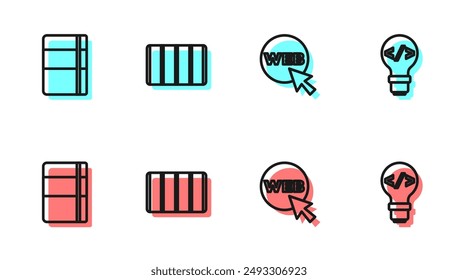 Set line Web and graphic design, Sketchbook or album, Color palette guide and Front end development icon. Vector