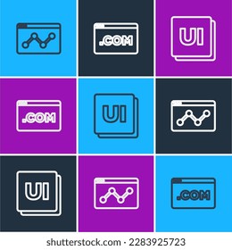 Set line Website statistic, UI or UX design and  icon. Vector