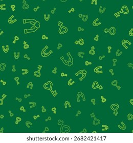 Fije el arco de Boda de la línea, la forma clave del corazón y el símbolo femenino del género en el modelo inconsútil. Vector