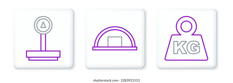 Fijar el peso de línea, la escala y el icono Almacén. Vector