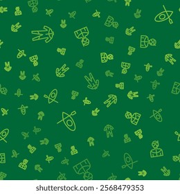 Set line Wetsuit for scuba diving, Kayak and paddle and  on seamless pattern. Vector