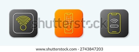 Set line Wi-Fi wireless internet, Remote control and Mobile with wi-fi icon. Vector