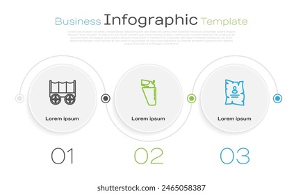 Vagón cubierto salvaje oeste, revólver en la funda y cartel occidental buscado. Plantilla de infografía de negocios. Vector