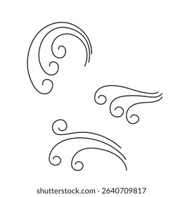 Set of line wind design. Nature element sign and symbol.