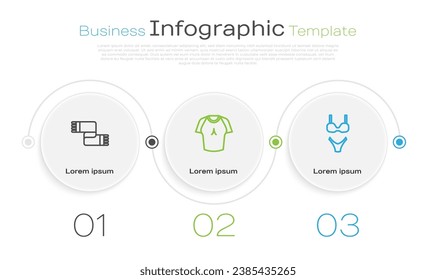 Set line Winter scarf, T-shirt and Swimsuit. Business infographic template. Vector