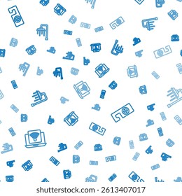 Set line Wireless laptop, Please do not disturb and Shower on seamless pattern. Vector