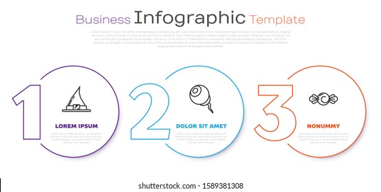 Set line Witch hat , Eye  and Candy . Business infographic template. Vector