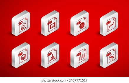 Set line WMA file document, MP4, HTML, , PNG, AI, OBJ and PSD icon. Vector