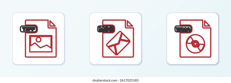 Set line WMA file document, TIFF and MSG icon. Vector