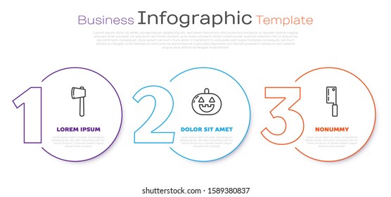 Set line Wooden axe , Pumpkin  and Meat chopper . Business infographic template. Vector