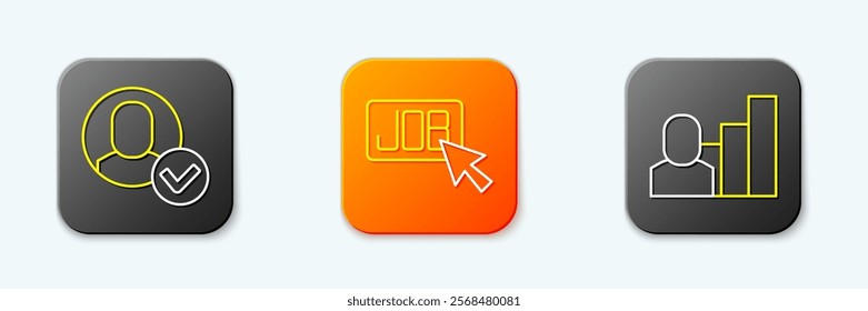 Set line Worker, Search job and Productive human icon. Vector