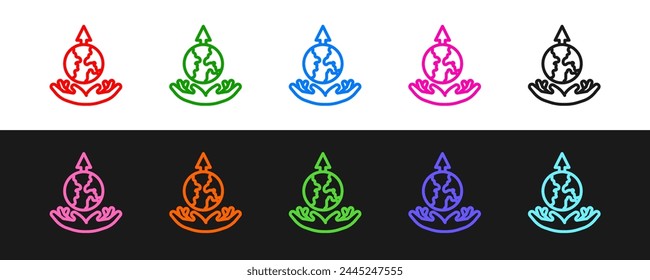 Icono de expansión World aislado sobre fondo blanco y negro.  Vector