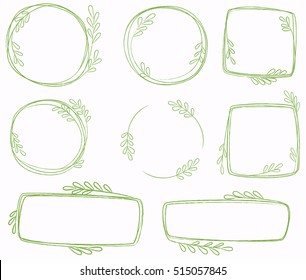 Set of line wreaths, vector