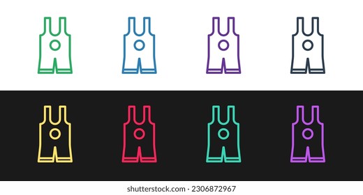 Set line Wrestling singlet Symbol einzeln auf schwarz-weißem Hintergrund. Ringeltrikot.  Vektorgrafik