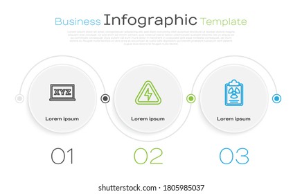 Set line XYZ Coordinate system, High voltage and Radiation warning document. Business infographic template. Vector