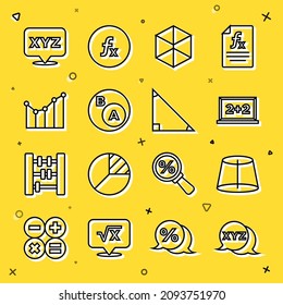 Establecer la línea Sistema de coordenadas XYZ, figura geométrica, panel de cambios, cubo, subconjuntos, matemáticas, es un subconjunto de, gráfico, planificación, gráfico, diagrama e icono Triángulo. Vector
