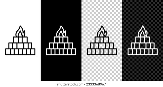 Fijar el icono de línea Yagna aislado en fondo blanco y negro.  Vector