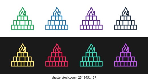 Set Linie Yagna Symbol einzeln auf schwarz-weißem Hintergrund.  Vektorgrafik