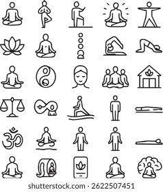 Set of line Yoga Icons