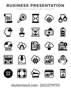 Set of Lineal Filled Business Presentation Icons. Lineal Filled art icon. Vector illustration